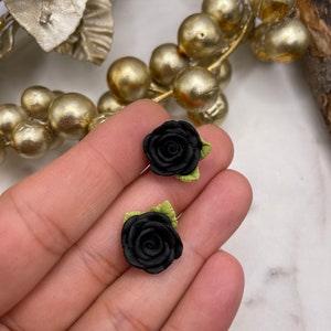 floral artisan earrings rose earrings |floral clay earrings |handmade earrings| Black earrings |floral bouquet earrings|rose earrings
