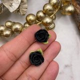 floral artisan earrings rose earrings |floral clay earrings |handmade earrings| Black earrings |floral bouquet earrings|rose earrings