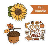 Fall Sticker Bundle / Cozy Fall Vibes Sticker / Sunflower Sticker / Die Cut Sticker / Weatherproof Sticker / Waterproof / Acorn Sticker