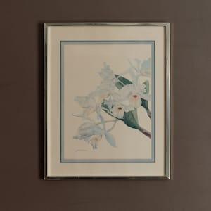 Vintage Gloria Eriksen print, White Orchids watercolour artwork