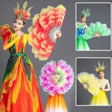 Peony Flower Hand Fan Dancing Folded Fan Bamboo Bone Play Costume Props Supplies