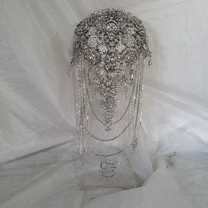 Luxury Brooch bouquet.7" Jewel crystal wedding bouquet, Bridal Brooch Bouquet,cascade Jewel bouquet by Crystal wedding uk