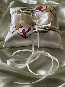 Ivory Satin Ring Bearer Pillow With Handpainted Calla Lilies