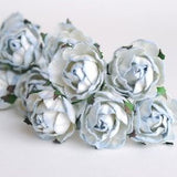 Paper flower, wedding supplies, handmade flowers, English peony, Ranunculus roses 25 pcs., size 3.5 cm., wooden blue brush color.