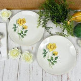 Crown Essex 9" Yellow Rose Plates | 22K Gold Trim Royal Bouquet Replacement Plates | Vintage