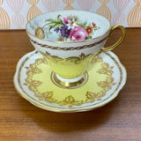 Yellow EB Foley Tea Cup and Saucer, Floral Bouquet Foley China Teacup and Saucer