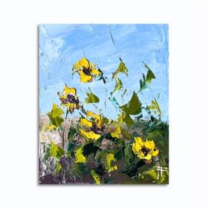 Sunflower painting Miniature painting Original oil painting Miniature painting