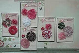 FUCHSIA & WHITE Plus Mix Fabric Organza 3 Flowers 20-60mm - 6 Pack Choice O6 NJC
