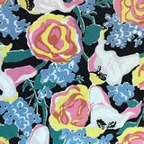 Vtg 1940??s Rose and Calla Lilies print Fabric, Waffle Cotton, 3+ Yds