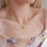16 inches Gold SUNFLOWER PENDANT NECKLACE ? Gold delicate necklace with sunflower charm  18k gold pendant necklace ? ideal gift for her