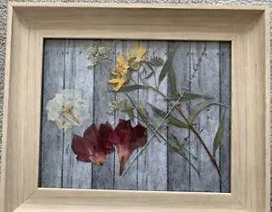 Pressed Wild Flowers Barn Fence Collage Lovely Floral Decor Summertime Memories