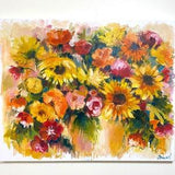 Sunflowers painting on canvas Flowers original art Big colorful wall art Fall bouquet painting Large canvas artwork