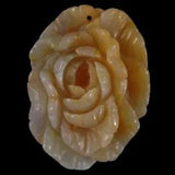 BC04619# Hand Carved Unique Peony Flower Yellow Chalcedony Pendant Bead Gemstone