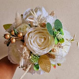 Mini Bridal bouquet in white & gold   20 x 28 cm