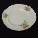Empire England Special Paula Dessert plate pink rose floral bouquet Circa 1930's art deco embossed Bone China vintage 22 Kt gold