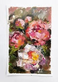 Floral Elegance. Colorful Peony Framed Miniature On Canvas.