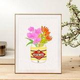 Australian Native Flowers in Vintage Vegemite Jar, Illustration Print, Art Print, Wall Decor, Vegemite Print, Australia Print, Handmade