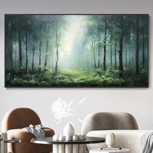 Green Forest Canvas Oil Painting Tree Scenery Art Wall Decor Modern Stylish Study Room Decor Birthday Gift Plant Tree Landscape Decor Boho