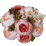 Vintage Artificial Peony Flowers Bouquet Wedding Bridal Light Pink Bud-1