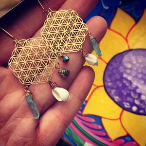 Sunflowers + Sunshine Earrings || Sea shells || Rainbow Quartz || Boho Babe || Free Spirit || Light Weight || Goddess