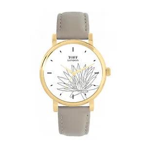 Toff London TLWS-89302 Ladies Grey Water Lilies Flower Watch