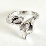 Affinity 1/10 TCW Diamond 925 Sterling Silver Calla Lily Flower Ring Size 7.5