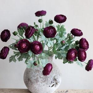 19" Purple Artificial Ranunculus Corms, Real Touch Artificial Flowers, Home Decor/Wedding bouquet/Gift/Kitchen Decoration