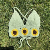 CUSTOM - Sunflower Crochet Top, Pick Your Size, Crochet Crop Top, Crochet Bikini Top, Halter Top, Festival Top, Festival Crop Top