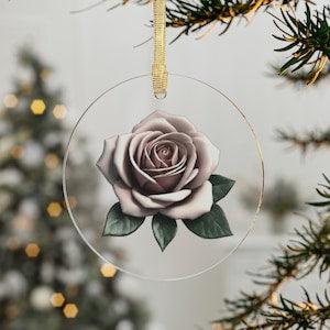 Romantic Rose Christmas Ornament for Rose Lover Gift Christmas Rose Ornament Rose Window Hanging Roses Office Gift 3D Floral Christmas Tree
