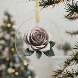 Romantic Rose Christmas Ornament for Rose Lover Gift Christmas Rose Ornament Rose Window Hanging Roses Office Gift 3D Floral Christmas Tree