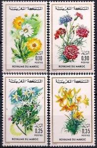 Morocco 1975 Flowers Royal jasmine Lily Carnations Plants Nature 4v MNH