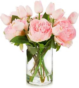 ENOVA FLORAL Artificial Flower Arrangement with Vase, Faux Flower in Vase, Mixed
