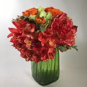 Compact French Style Hand Tied Permanent Floral Bouquet in a Bold Bright Color Palette