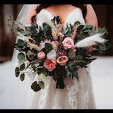Boho bouquet Pampas grass Dusty rose mauve burgundy bridal bouquet Faux bouquet Fall wedding  Silk flowers Boho wedding- width 20 inch