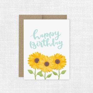 Sunflower birthday card, Birthday card for her, Eco-friendly greeting card