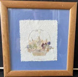 Framed Pressed Dried Flowers in Basket Art!  Wildflower 10.5 x 11 SIGNED