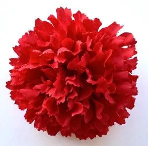 3.5" Bright Red Carnation Artificial Silk Flower Hair Clip Pin-Up Clip-On