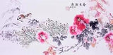 ORIENTAL ASIAN FINE ART CHINESE WATERCOLOR PAINTING-Peony flower&Birds