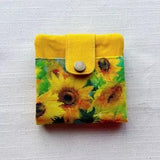 Sunflower Wallet. Bifold Floral Wallet with Zipper Pocket. Small Fabric Wallet. Women??s Wallet. 100% Cotton Wallet.