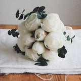 Boho Toss Bouquet, Bridal Bouquet, Real Preserved Eucalyptus Bouquet, Rustic Bouquet, Toss Bouquet, White Artificial Peony Bouquet