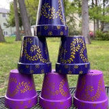 Purple Painted Pots, gold vines,unique teacher gifts, Mother??s Day, housewarming gift terrarium
