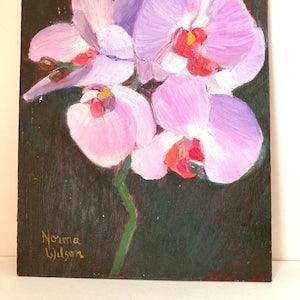 Vintage Floral Orchid Oil Painting Still Life Pink Orchids Shabby Impressionist Cottage Chic Decor Original Fine Art Virginia Beach Artist
