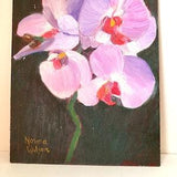 Vintage Floral Orchid Oil Painting Still Life Pink Orchids Shabby Impressionist Cottage Chic Decor Original Fine Art Virginia Beach Artist