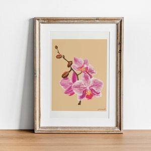 Orchid Wall Art Print | Pink Orchids Artwork | Tropical Decor | Tropical Wall Art | Pink Flowers | Floral Decor | Orchids Illustration