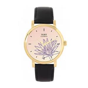 Toff London TLWS-17566 Ladies Purple Water Lilies Flower Watch