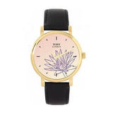 Toff London TLWS-17566 Ladies Purple Water Lilies Flower Watch