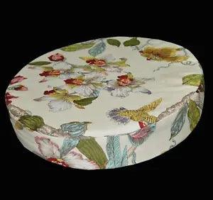 ai05r Lily Red Ocean Blue Green Lime Pink on Cream Cotton 3D Round Cushion Cover