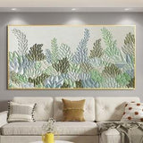Original Leaves oil Painting On Canvas, Large Textured Wall Art, Abstract Green Plants Painting, Modern Wall Decor, Living room Home Decor