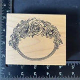 Rubber Stamp Oval frame The Stamp Pad Co GARDEN FLOWERS ROSE LILY DAISYS