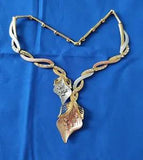 Bar Link Gold Silver Plate Lily Of The Valley Rhinestone Collar Necklace 14"